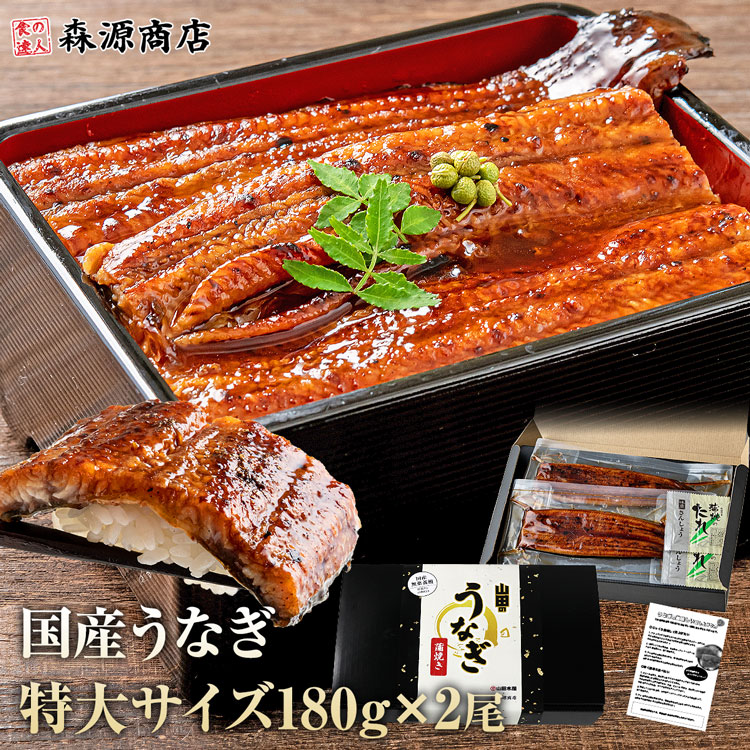 うなぎ 国産 無投薬 2尾 約180g×2本 鰻 ギフトBOX入 鹿児島県産 鰻 うなぎ ウナギ 蒲焼 かば焼き 山田水産 冷凍便 お取り寄せグルメ