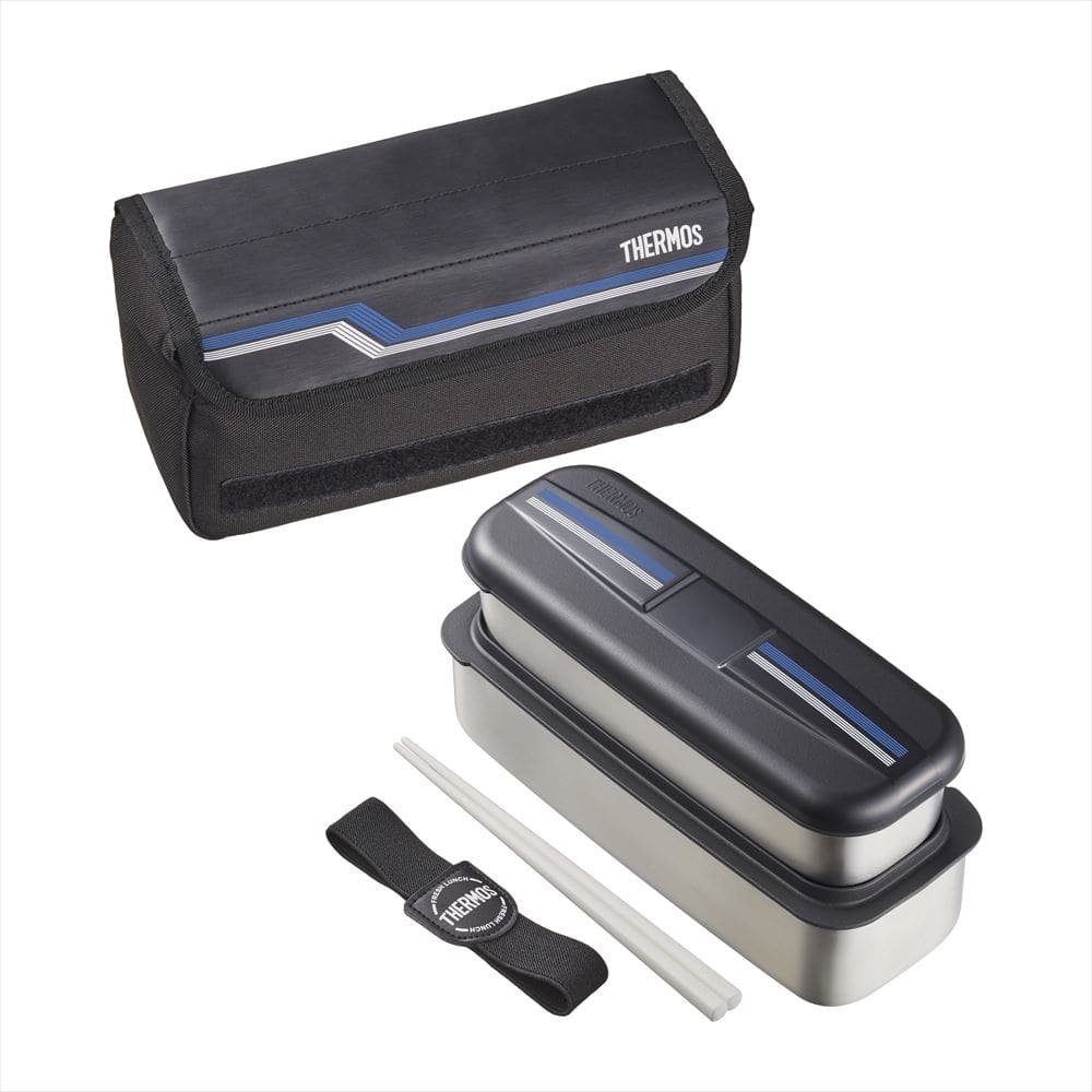 サーモス（THERMOS） フレッシュランチボックス1.1L DSD-1104W L-BK（ラインブラック） お弁当箱 ランチジャー 保温 ブランド 4562344376402