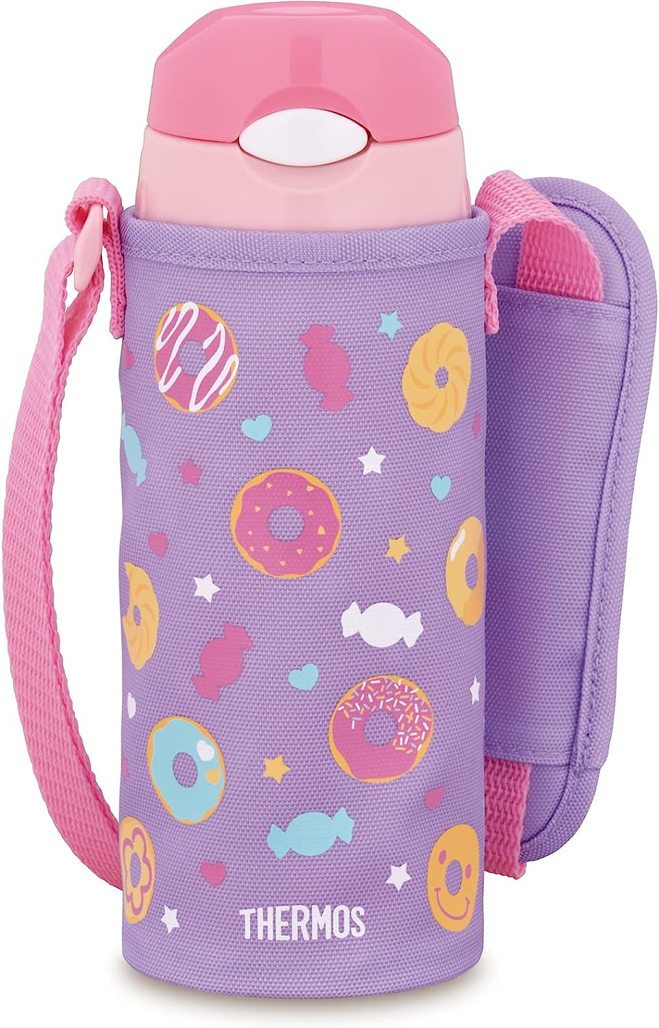 サーモス 真空断熱ストローボトル ４００ｍｌ FHL-403F-PL-P パープルピンク 4562344388214 水筒 子ども用 ワンタッチオープン ポーチ付