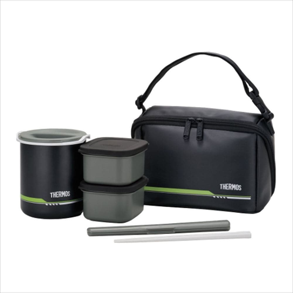 サーモス DBQ-502保温弁当箱（MTBK） マットブラック 行楽 アウトドア 電子レンジ可 バッグ付き