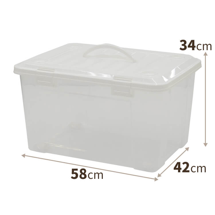 PRXフリーボックス55ハンドル付 クリア 4904746074157 天馬 収納 小物収納 ハンドル付き 移動が楽 コロ付き 出し入れしやすい