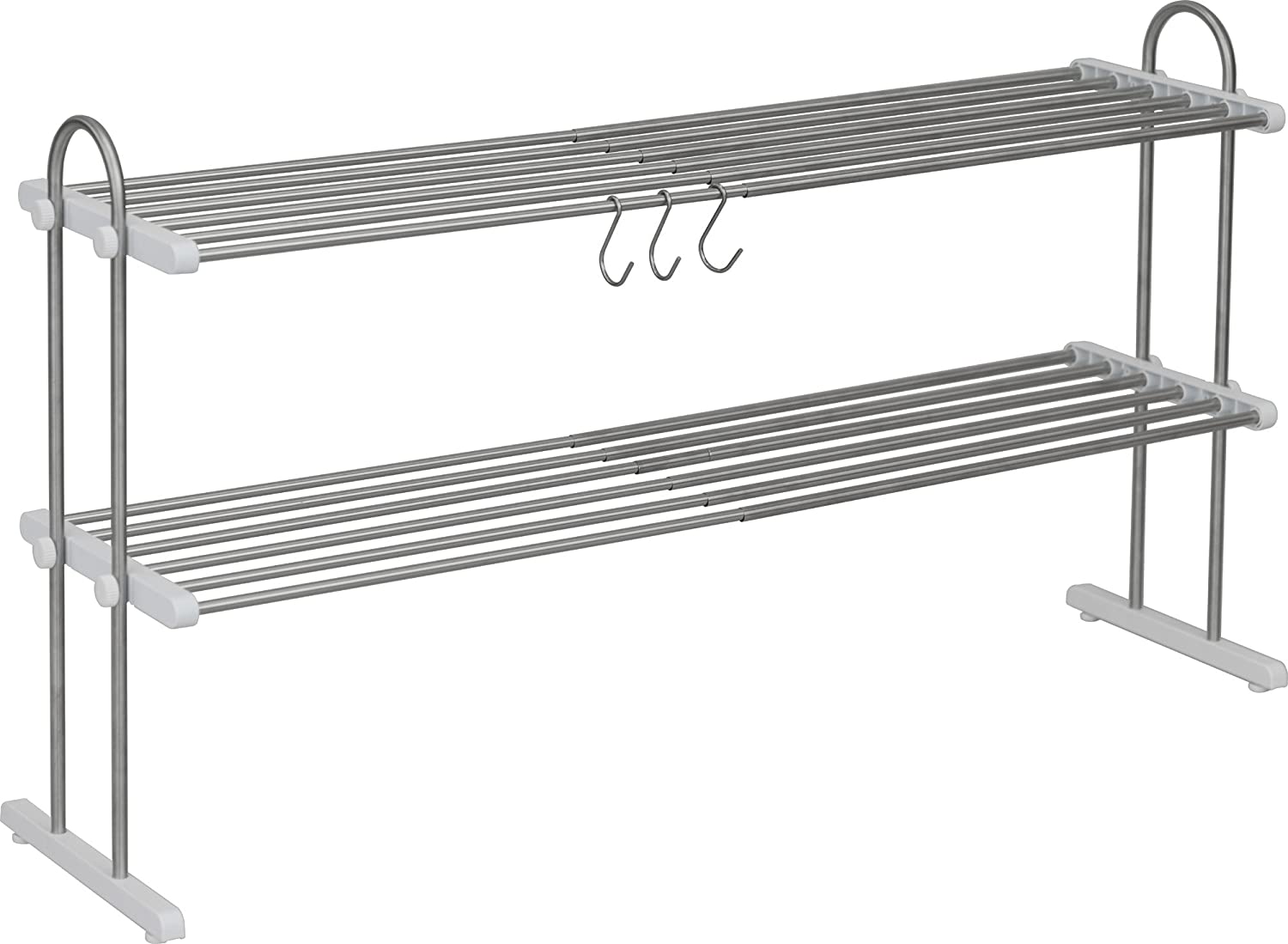 田窪工業所  伸縮置き棚２段幅52-91フック付 PP2-90LS 4904780201588 キッチン キッチン棚 隙間収納 伸縮