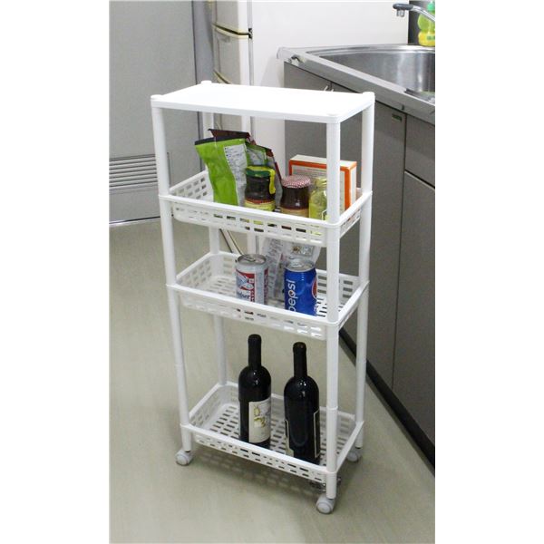 和泉化成 ヴィータロングラックＴ-4段  ホワイト 4906137374921 隙間収納 キッチン 通気性 キッチンワゴン