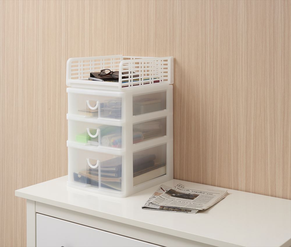 サンコープラスチック エルピス AF-412  WH  4973230177766    小物整理 A４サイズ ３段収納 中身が見える  ビデオ