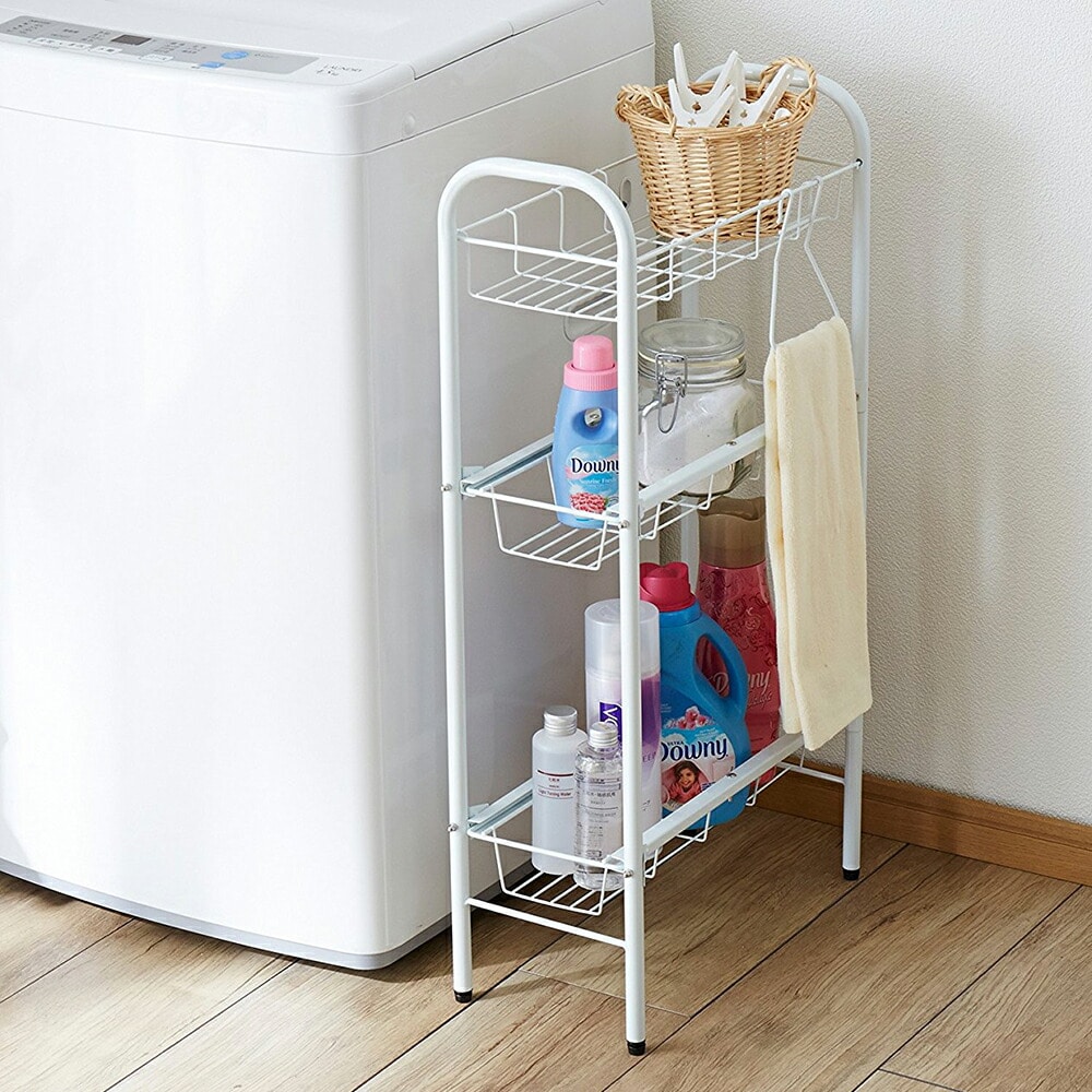 平安伸銅工業 洗濯機サイドラック ホワイト アジャスター付き CW-86