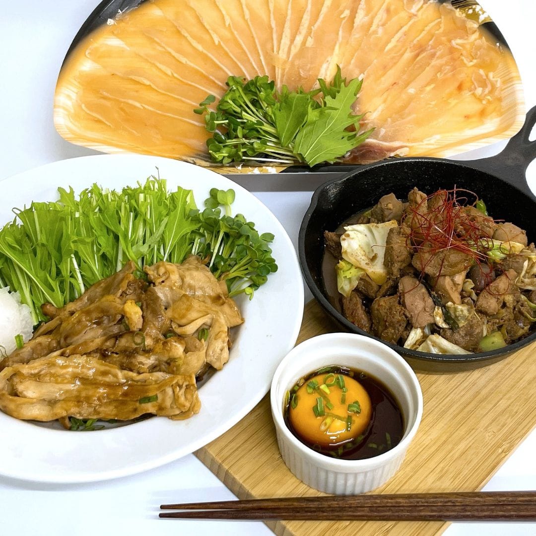 比内地鶏【火内鶏】地鶏のすき焼きとモツ焼きセット