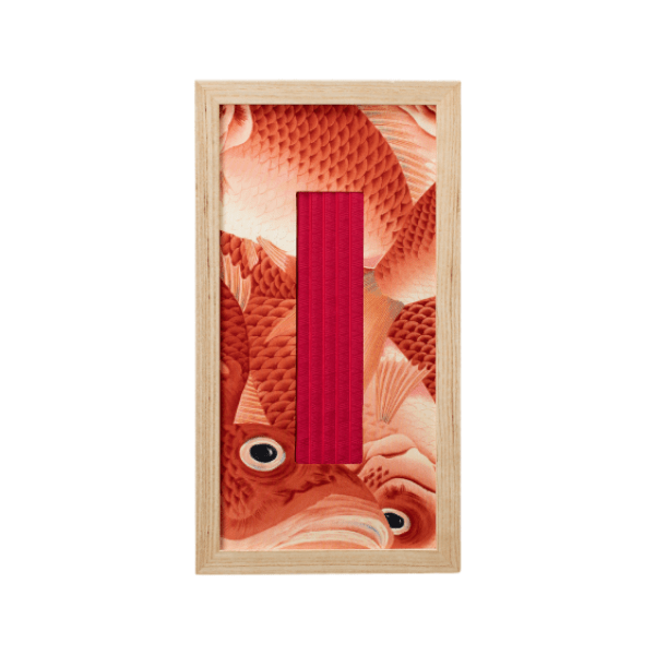 伝統工芸×アート｜Kasane Frame (M) 鯛尽くし（紅緋色：ナチュラル色フレーム）