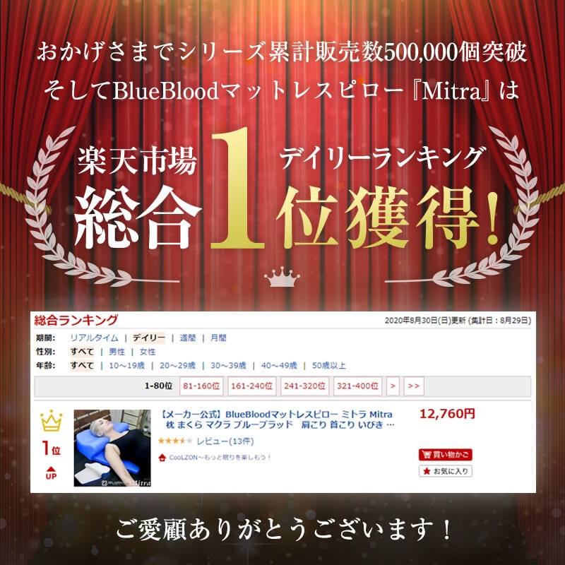 枕 まくら サイド高めで横向き寝もしやすいマットレスピロー BlueBlood ...