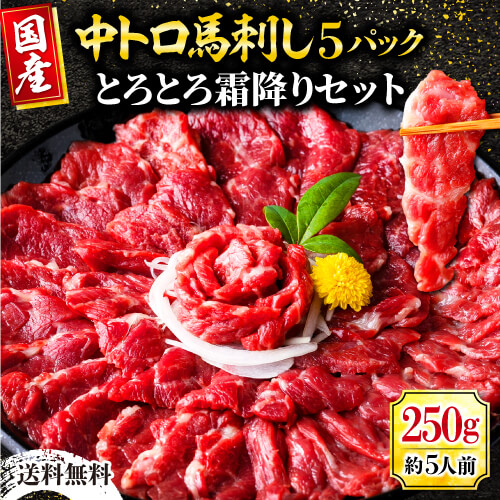 馬刺し 国産 熊本 霜降り 赤身 肉 馬肉 送料無料 馬刺しセット 贅沢の極み！ 『とろとろ霜降りセット』 霜降り 中トロ 約5人前 250g 肉 赤身肉 馬刺 食べ物 おつまみ ギフト 利他フーズ お歳暮 御歳暮 冬ギフト