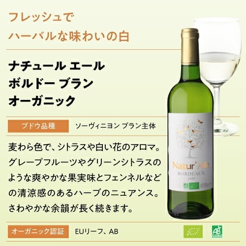 白ワイン ナチュール エール ボルドー ブラン 750ml 12本入 フランス ワイン ビオ BIO オーガニックワイン ソーヴィニヨン ケース 浜運 【送料無料】