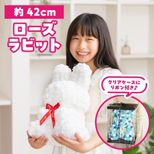 フラワーギフト ローズラビット Lサイズ 約42cm  クリアボックス付【送料無料】 母の日 父の日