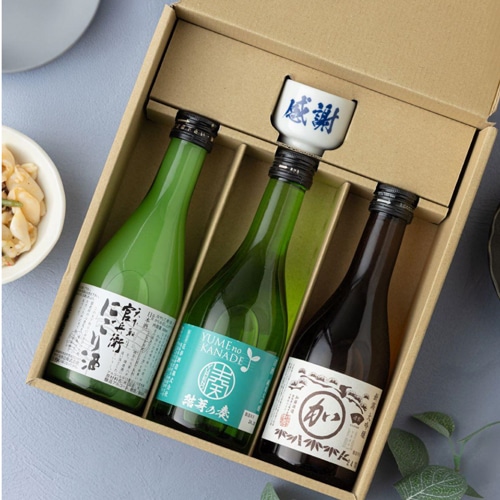 【父の日2025】日本酒 感謝おちょこ付 厳選3蔵飲み比べ 300ml×3本 純米大吟醸 大吟醸 にごり酒 ギフトセット 贈物 父の日