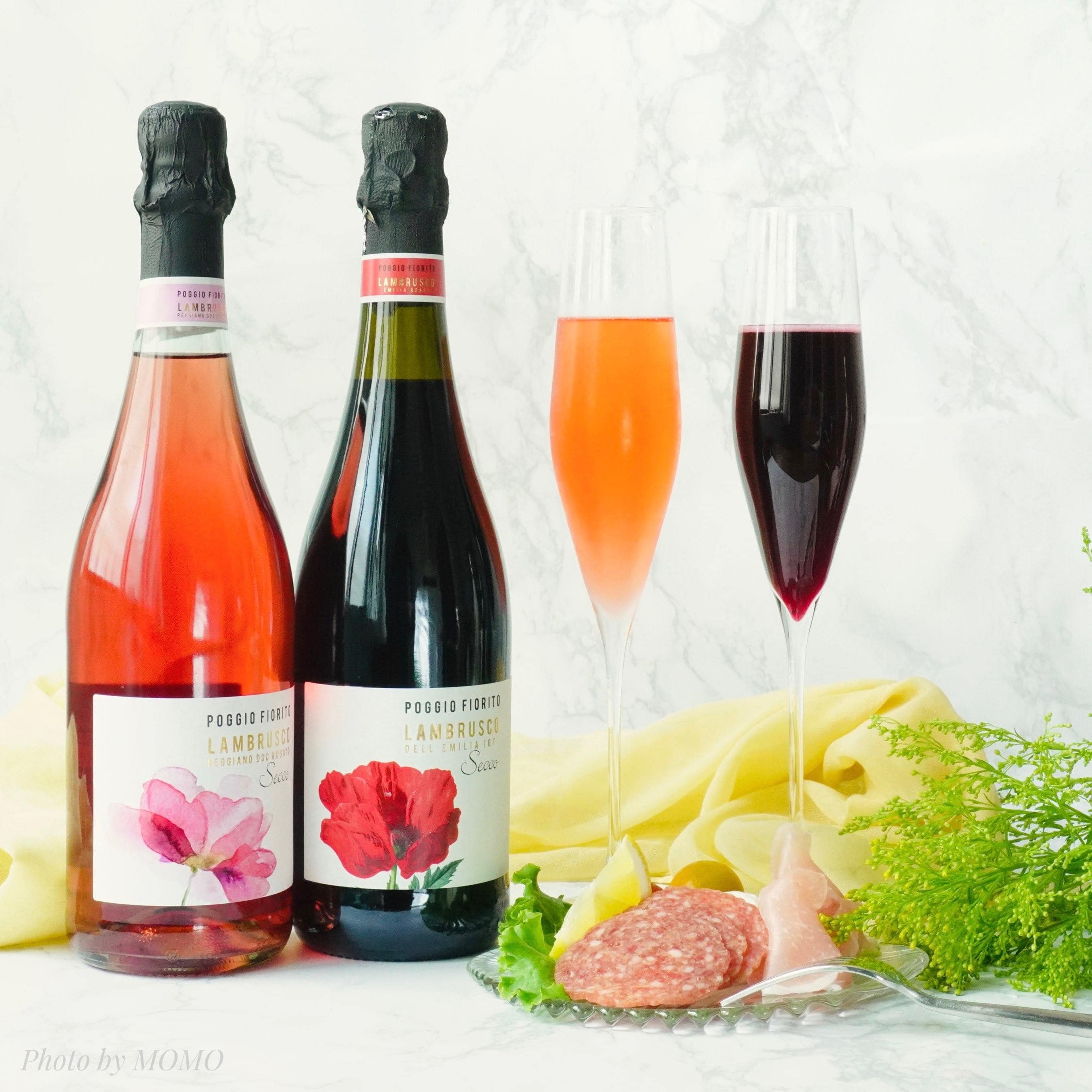 花柄ボトルの微発泡 ランブルスコ 赤ロゼ（t）【送料無料】