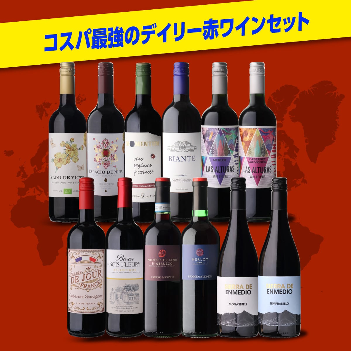 ワインセット 赤だけ!特選ワイン12本セット13弾 浜運【送料無料】 母の日
