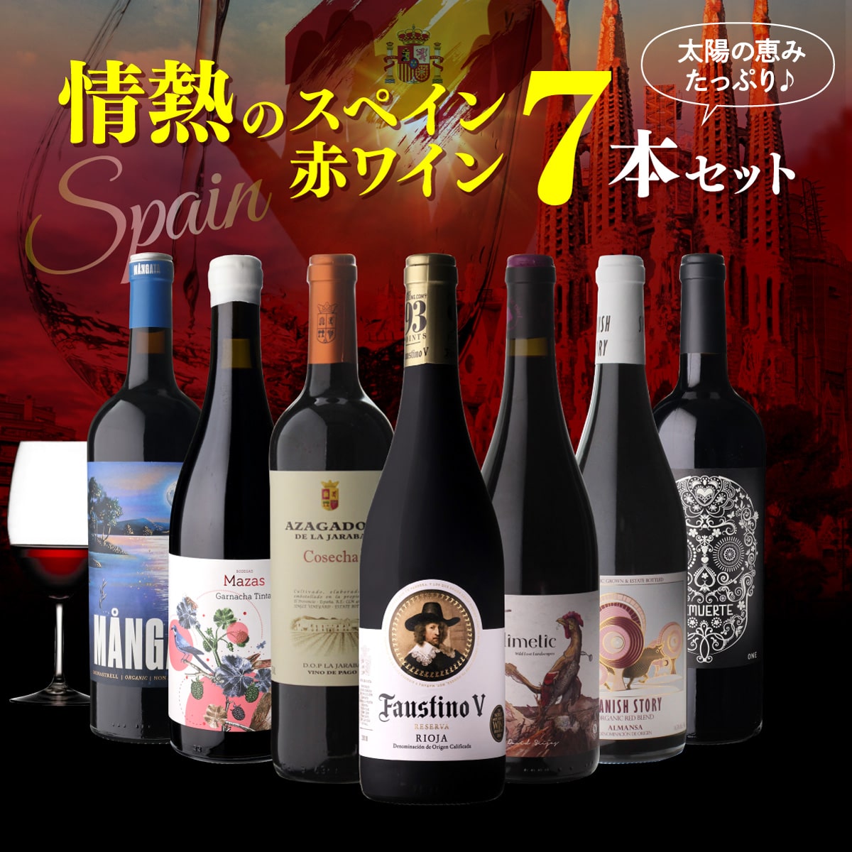 ワインセット 情熱のスペイン 赤ワイン 7本セット 19弾 浜運A【送料無料】