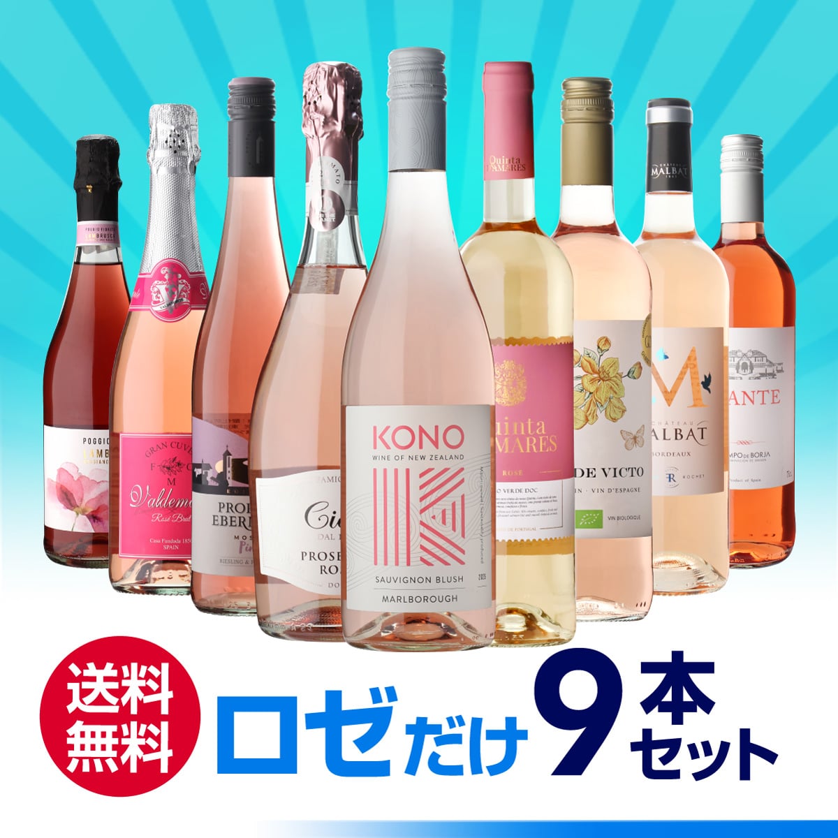 ワインセット ロゼだけ特選ワイン9本 23弾 浜運【送料無料】