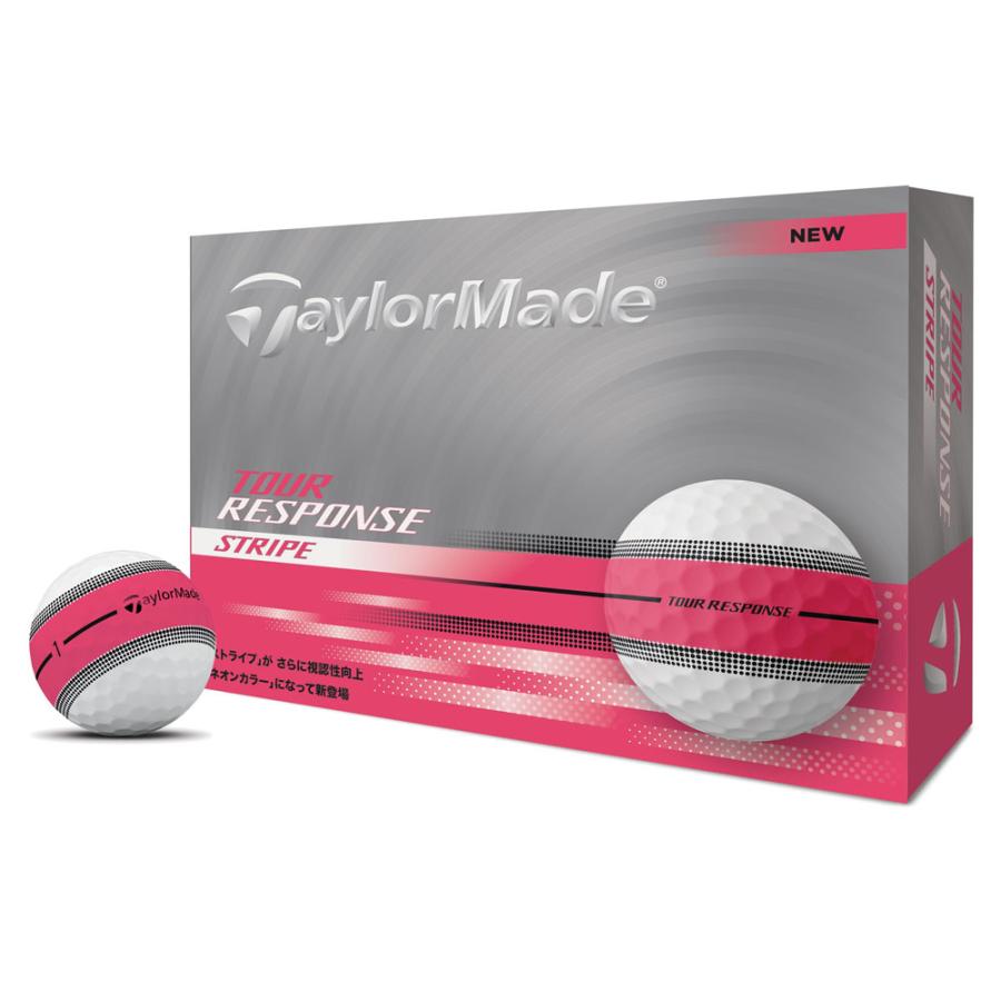ゴルフボール　テーラーメイド　TOUR RESPONSE STRIPE ツアーレスポンス ストライプ　1ダース（12球入り）　ネオンピンク [2025年モデル]