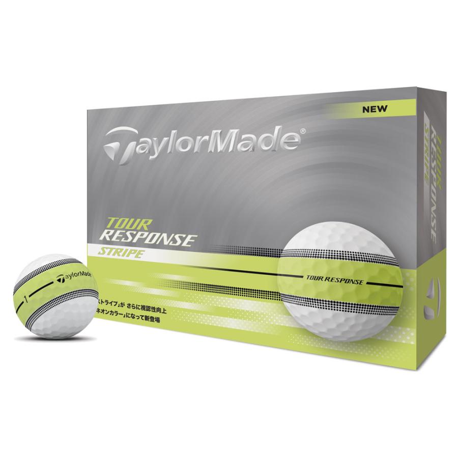 ゴルフボール　テーラーメイド　TOUR RESPONSE STRIPE ツアーレスポンス ストライプ 1ダース（12球入り）　ネオンイエロー [2025年モデル]