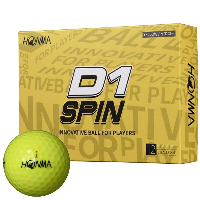 本間ゴルフ　D1 SPIN ゴルフボール　1ダース（12球入り）　イエロー [2023年モデル] 特価