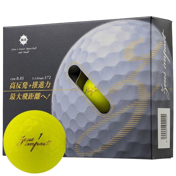 キャスコ Zeus impact 3 ゼウスインパクト 高反発 ゴルフボール 1ダース（12球入り） イエロー [2023年モデル] 有賀園 ゴルフ