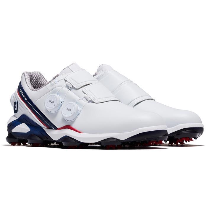 フットジョイ　メンズ TOUR ALPHA TRIPLE BOA ツアーアルファ トリプルボア ソフトスパイク ゴルフシューズ 55547 ホワイト/ネイビー/レッド [2024年モデル] 特価