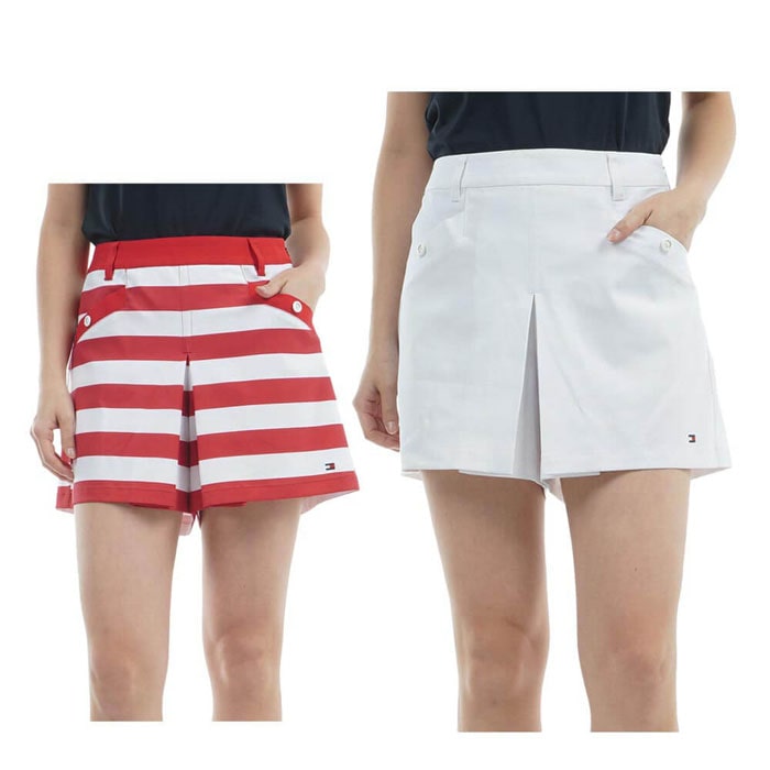 ゴルフウェア　トミー ヒルフィガー ゴルフ レディース ボックスプリーツ マリン キュロットスカート THLA518 [2025年春夏モデル]