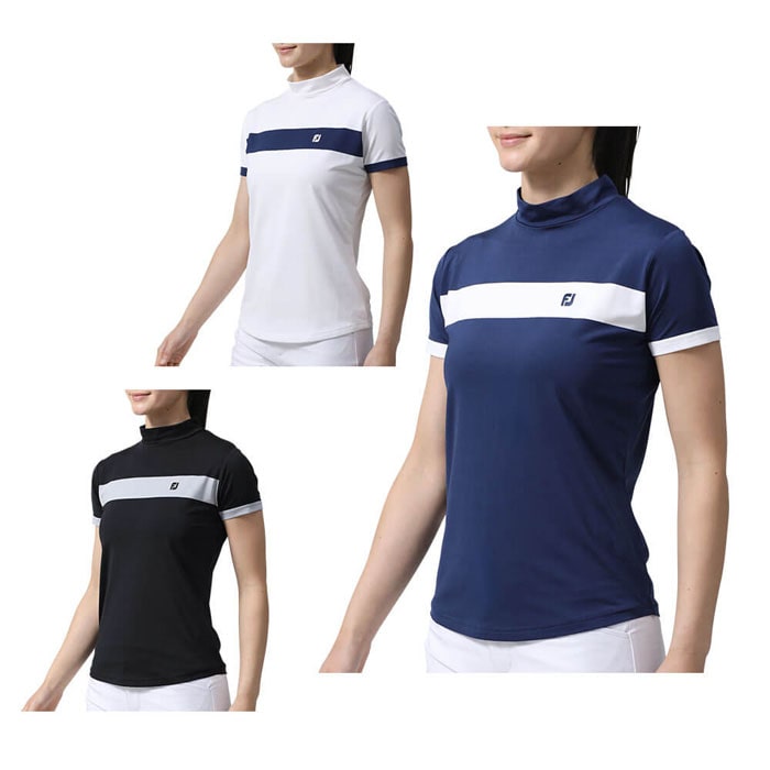 ゴルフウェア フットジョイ レディース チェストライン 半袖 モックネックシャツ FJW-S24-S09 [2024年モデル] [春夏モデル] 特価