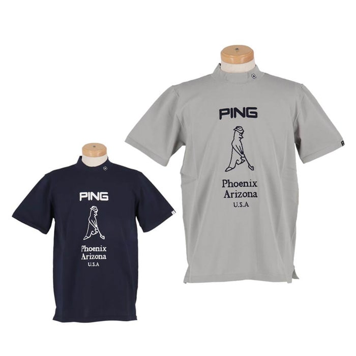 ピンゴルフ　メンズ Mr.PING ジャカード 半袖 ハイネック ニットシャツ 621-4172203  [2024年モデル] ゴルフウェア [春夏モデル] 特価