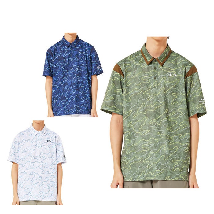 ゴルフウェア　オークリー メンズ カモフラージュ柄 メッシュ切替 半袖 ポロシャツ FOA407602 ゴルフウェア [2025年春夏モデル] 特価