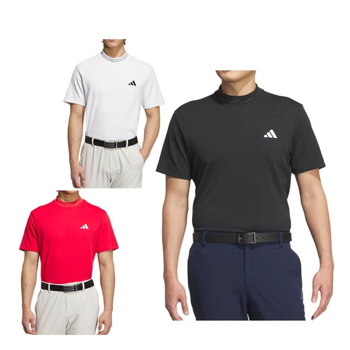 ゴルフウェア　アディダス メンズ スリーストライプス 半袖 モックネックシャツ KVH10 [2025年春夏モデル] 特価 有賀園 ゴルフ