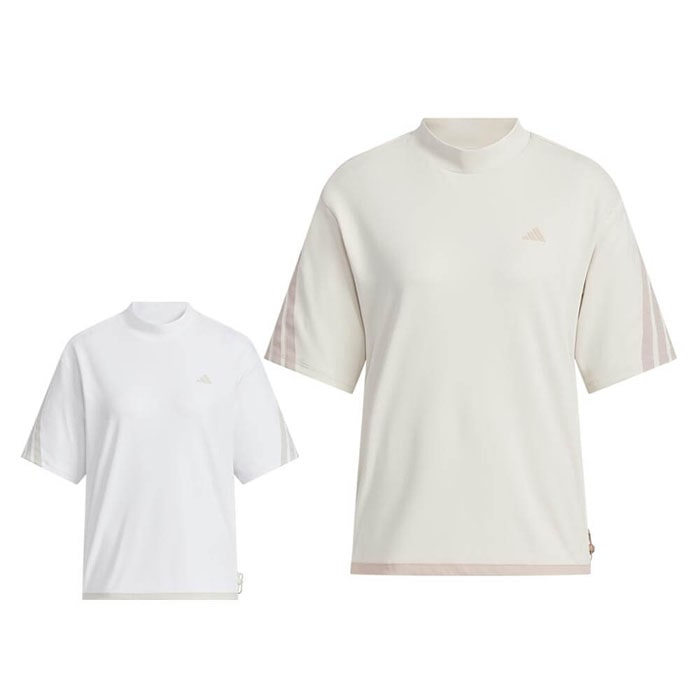 アディダス　レディース スリーストライプス ボックスシルエット 半袖 モックネックシャツ KTI91 ゴルフウェア [2025年春夏モデル] 特価 有賀園 ゴルフ