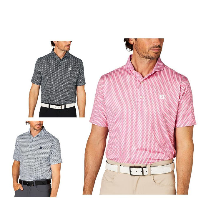 ゴルフウェア フットジョイ メンズ ジオメトリックプリント ワイドカラー 半袖 ポロシャツ FJ-S25-S12 [2025年春夏モデル] 特価