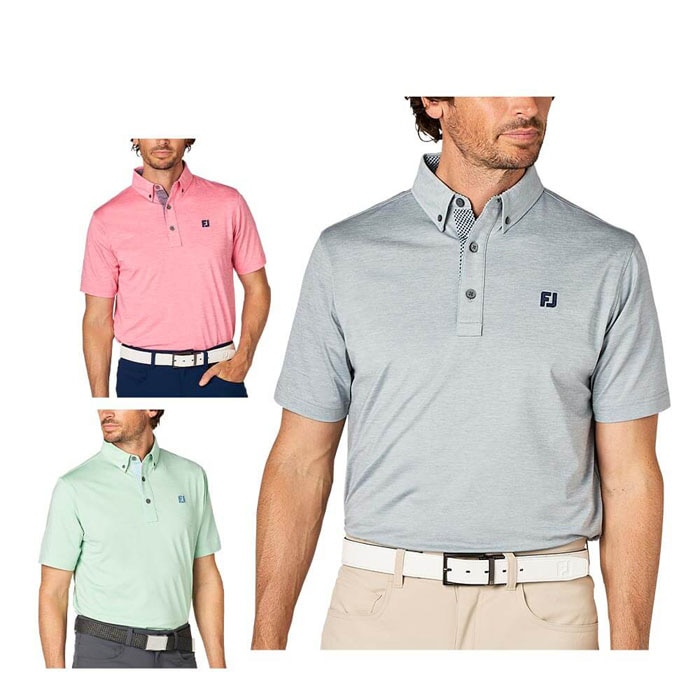 ゴルフウェア フットジョイ メンズ ヘザープリント 半袖 ボタンダウン ポロシャツ FJ-S25-S17 [2025年春夏モデル] 特価