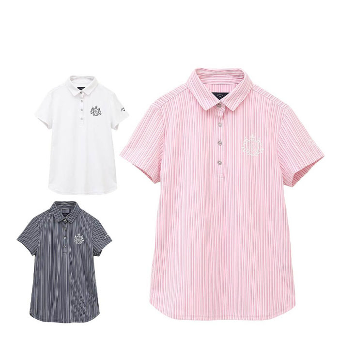 キャロウェイ　レディース ストライプ 半袖 ポロシャツ C25134205 [2025年春夏モデル] 特価 有賀園 ゴルフ