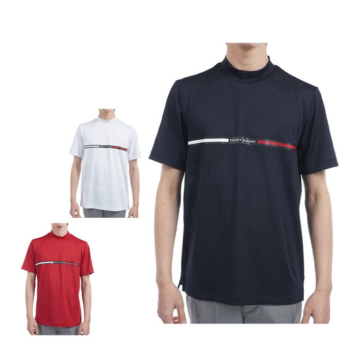 ゴルフウェア　トミー ヒルフィガー ゴルフ メンズ HILFIGERグラフィック 半袖 モックネックシャツ THMA527 [2025年春夏モデル]