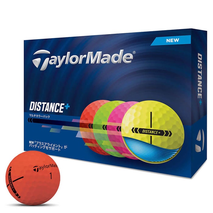 ゴルフボール　テーラーメイド　DISTANCE＋ ディスタンスプラス 1ダース（12球入り）　マルチカラー [2025年モデル]