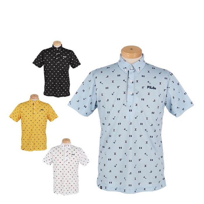 フィラ　メンズ フラッグ柄 ロゴ刺繍 半袖 ポロシャツ 744-672Y [2024年モデル] ゴルフウェア [春夏モデル] 特価 有賀園 ゴルフ
