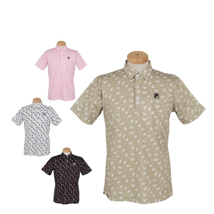 フィラ　メンズ フラワー柄 ロゴ刺繍 半袖 ポロシャツ 744-676Y [2024年モデル] ゴルフウェア [春夏モデル] 特価 有賀園 ゴルフ
