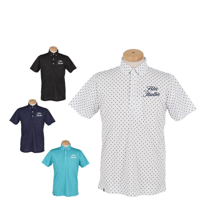 フィラ　メンズ ドット柄 ロゴ刺繍 半袖 ポロシャツ 744-679Y [2024年モデル] ゴルフウェア [春夏モデル] 特価 有賀園 ゴルフ