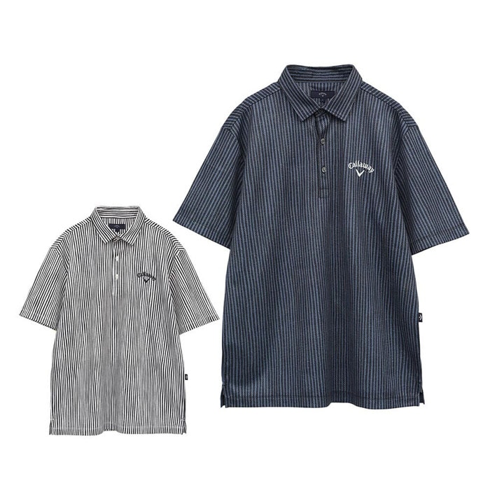 キャロウェイ　メンズ かざあなメッシュ ストライププリント 半袖 ポロシャツ C25134118 ゴルフウェア [2025年春夏モデル] 特価 有賀園 ゴルフ