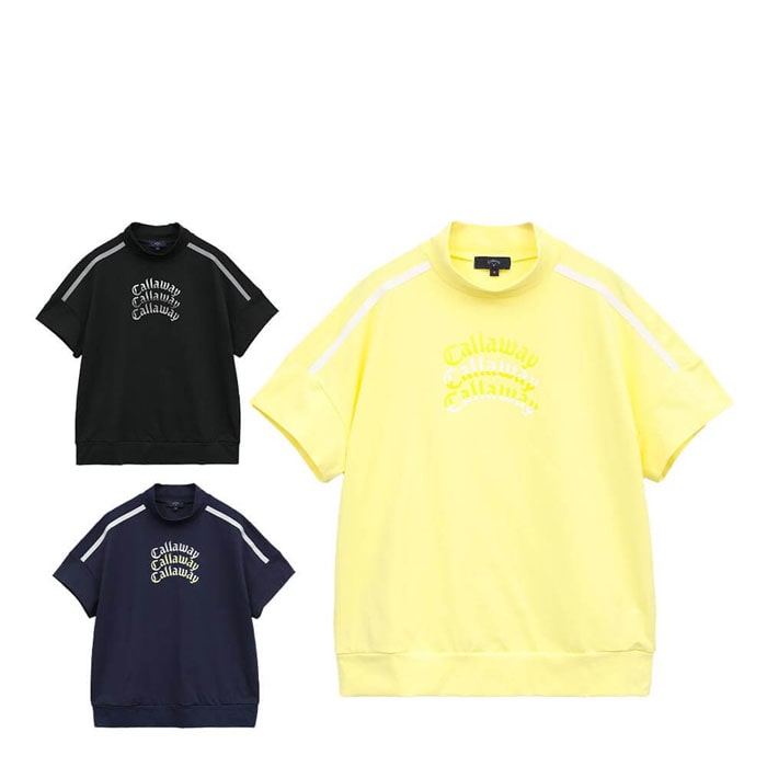 キャロウェイ　レディース ロゴプリント 配色ライン 半袖 モックネックシャツ C25134213 ゴルフウェア [2025年春夏モデル] 特価 有賀園 ゴルフ