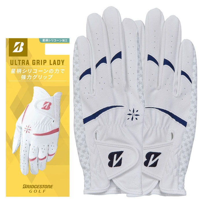 ブリヂストン　レディース ULTRA GRIP LADY ウルトラグリップ レディ 両手用 ゴルフグローブ GL25L2 WN ホワイト/ネイビー [2025年モデル]