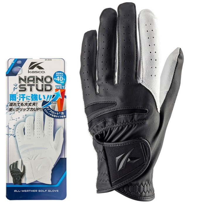 キャスコ　メンズ NANO STUD ナノスタッド ゴルフグローブ SF-2518 BK/WH ブラック/ホワイト [2025年モデル]