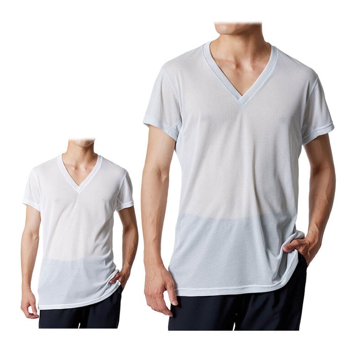 ミズノ　メンズ カルエアー アンダー Vネック 半袖 シャツ C2JAB112 特価