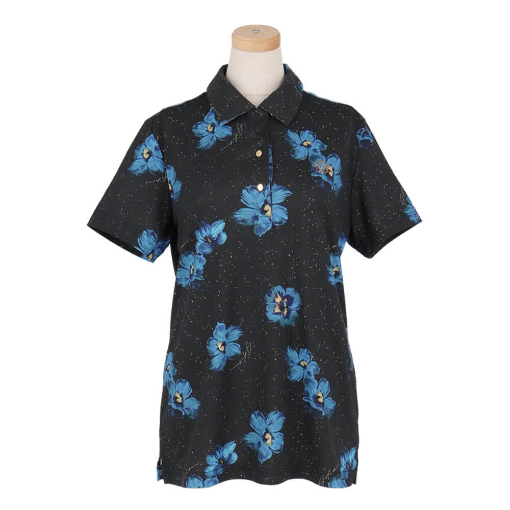 ゴルフウェア　セントアンドリュース レディース ストレッチ フラワープリント 半袖 ポロシャツ 043-2260606 特価