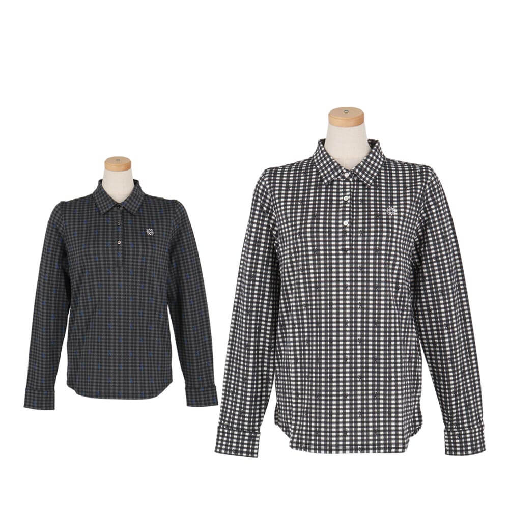 ゴルフウェア　セントアンドリュース レディース チェック柄 ジャガード 長袖 ポロシャツ 043-9261910 特価