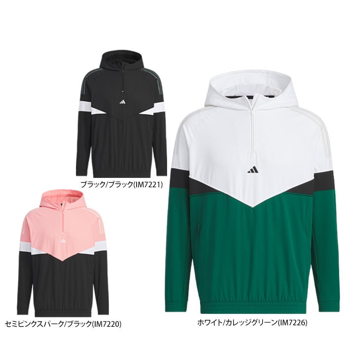 アディダス　メンズ ULTIMATE365 ロゴ刺繍 カラーブロック ストレッチ 長袖 ハーフジップ フーディー JSC10 [2024年モデル] ゴルフウェア [秋冬モデル] 特価