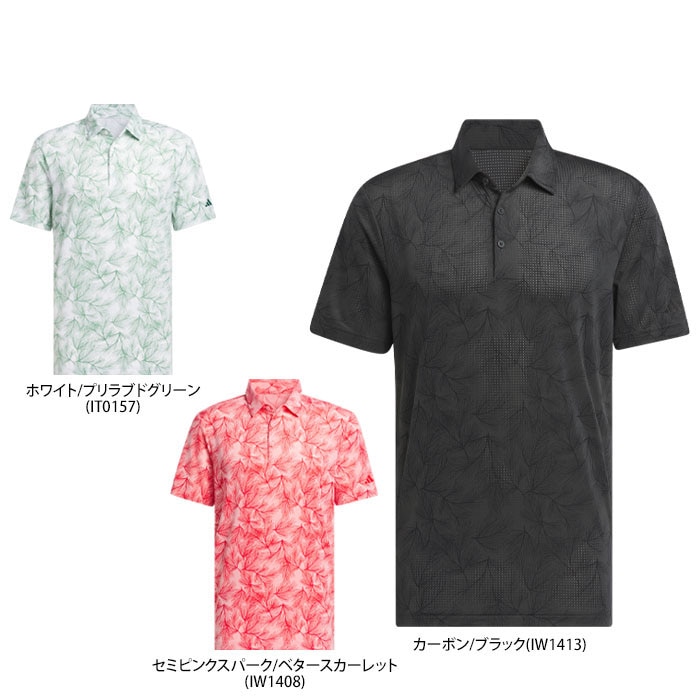 アディダス　メンズ ULTIMATE365 パインツリープリント メッシュ生地 半袖 ポロシャツ JTX55 ゴルフウェア [2024年モデル] 特価