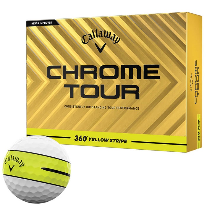 [数量限定モデル] キャロウェイ CHROME TOUR 360 STRIPE クロム ツアー ゴルフボール　1ダース（12球入り） 360° イエロー ストライプ [2025年モデル] 特価