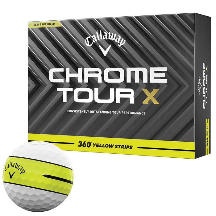 [数量限定モデル] キャロウェイ CHROME TOUR X 360 STRIPE クロム ツアーX ゴルフボール　1ダース（12球入り） 360° イエロー ストライプ [2025年モデル] 特価